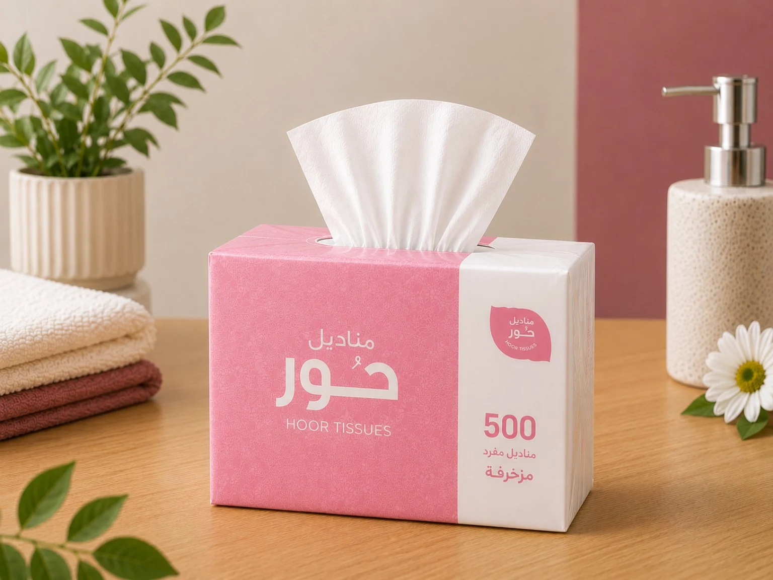 مناديل حور 500 مناديل ورقية ناعمة للمنزل والضيافة